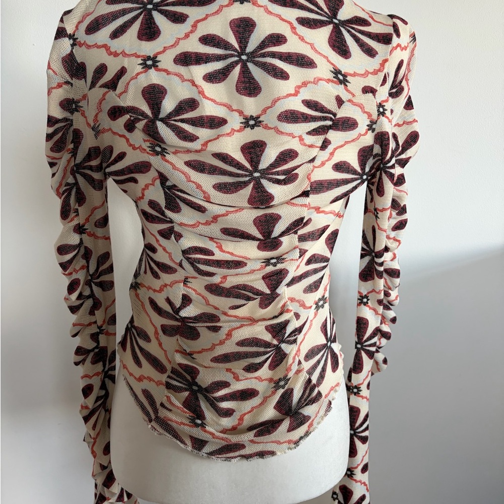 NWT-Free People “Through the Meadow” Floral Long Sleeve Top XS - Picture 8 of 10